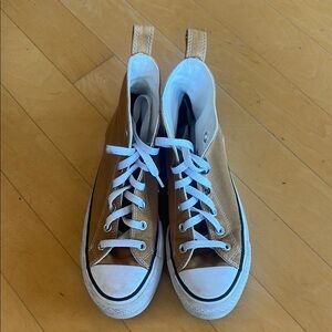 Converse Tan High-Tops with White Accents